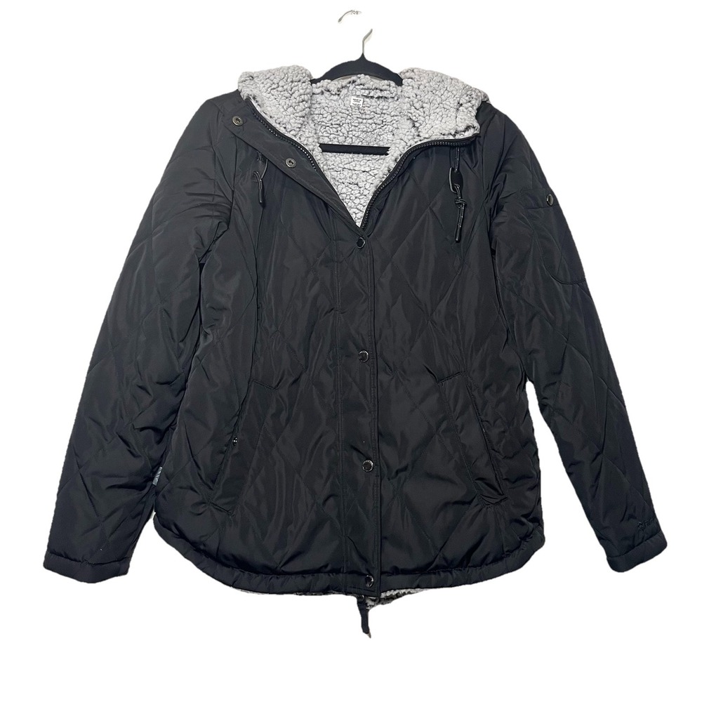 Free country Womens Black‎ Zip Up Hooded Jacket Size M